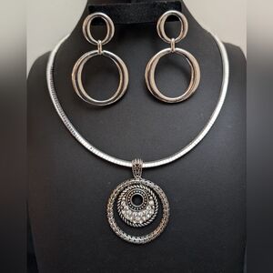 #6. Vintage Silver Omega & Pendant & Vintage LC Earrings